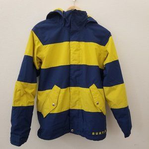 Burton Chittagong Dryride Snowboard Jacket Boy's Large 13/14 Navy & Yellow Hood